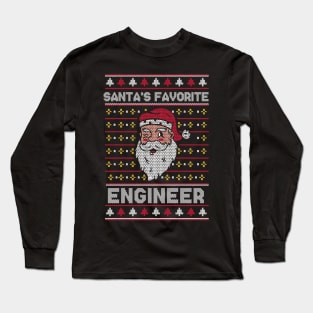 Santa's Favorite Engineer // Funny Ugly Christmas Sweater // Engineer Holiday Xmas Long Sleeve T-Shirt